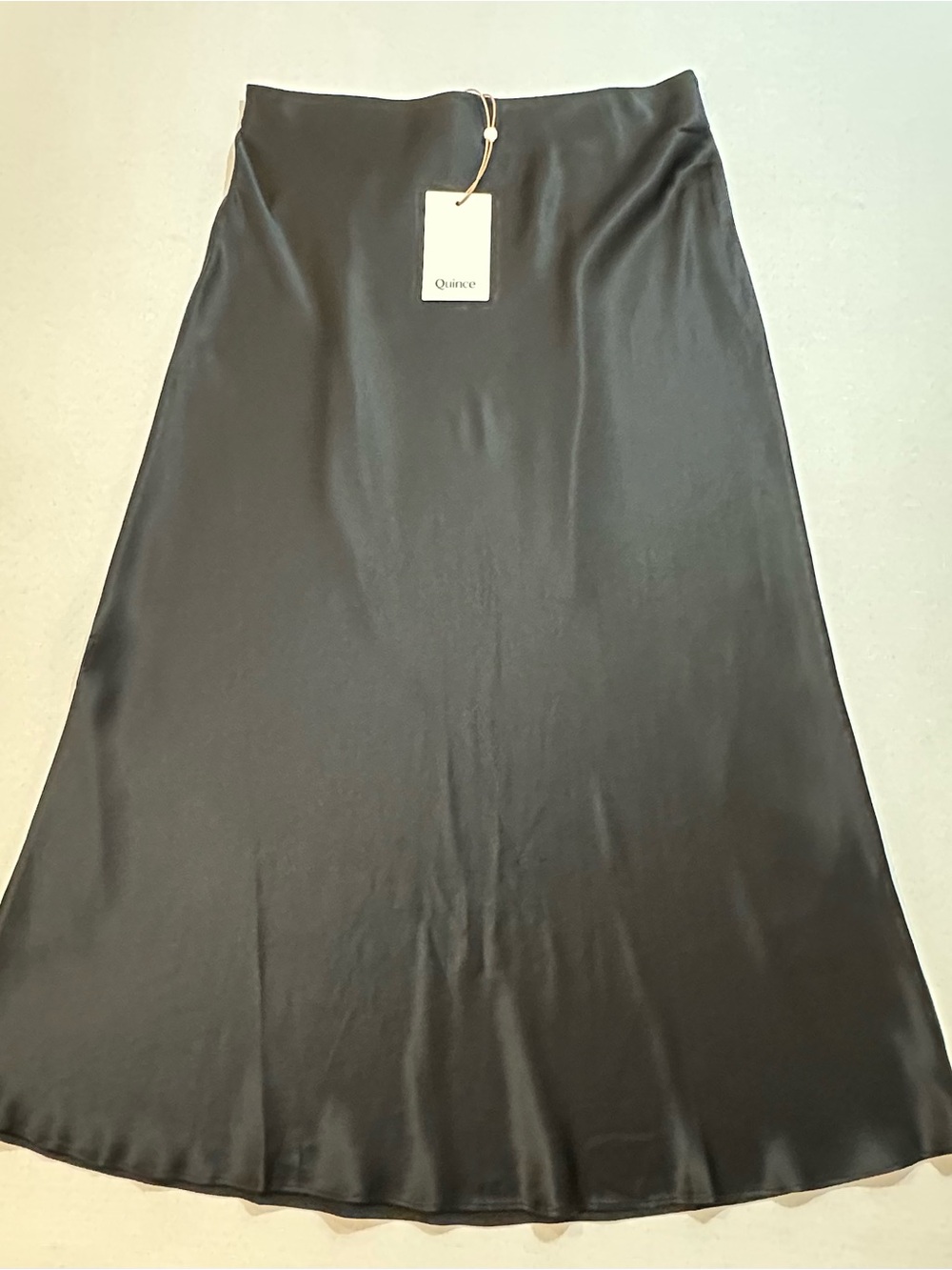NWT Quince 100% Washable Silk Black Midi Skirt S